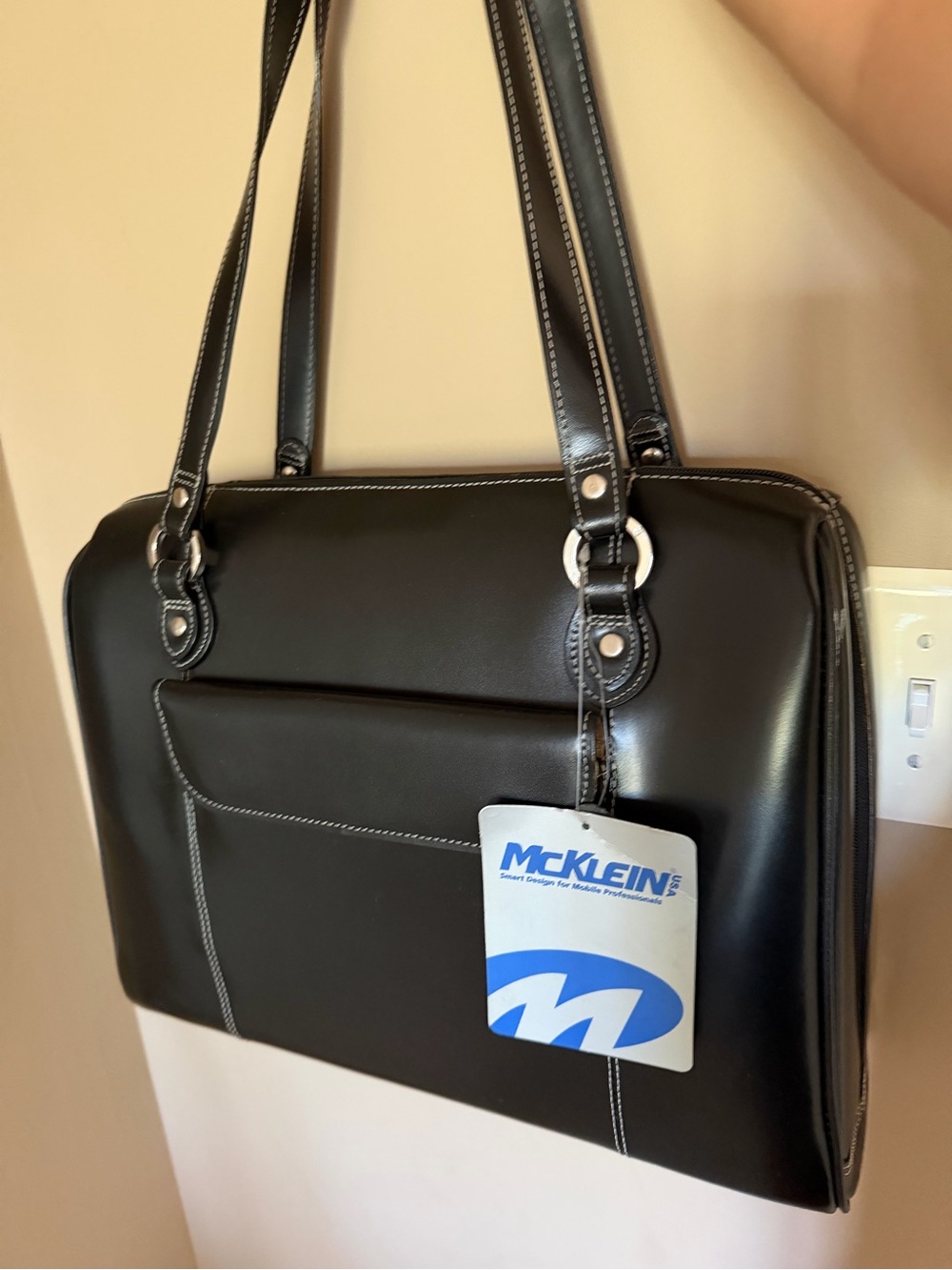 McKlein USA Genuine Leather Laptop Briefcase, Black